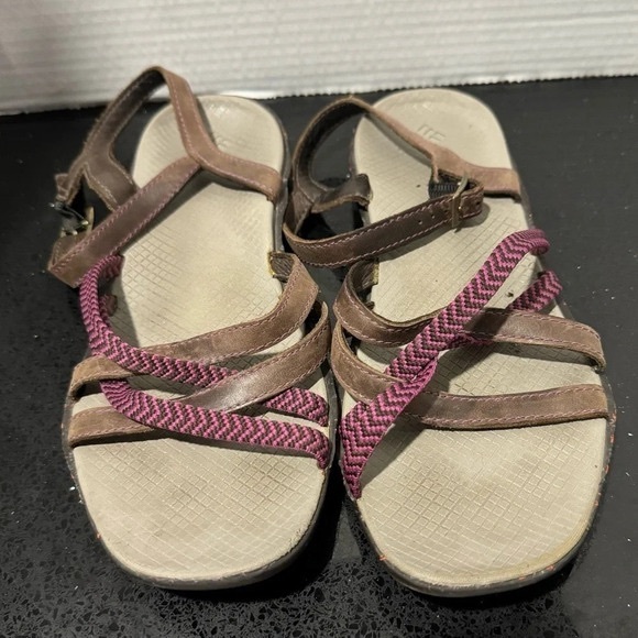 Columbia strappy leather woven women sandals US10 comfort cushion walkingsports - Picture 2 of 4